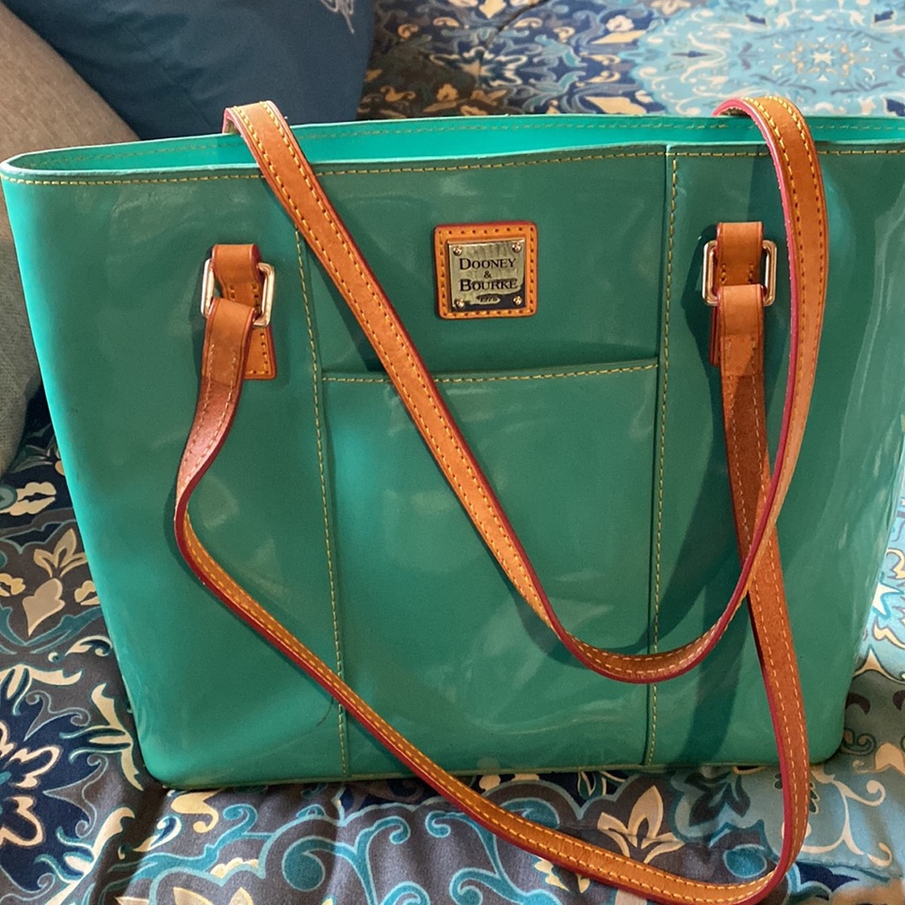 Dooney & Bourke Teal Patent Leather Tote